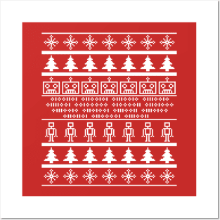 Ugly Pixel Robot Christmas Sweater Posters and Art